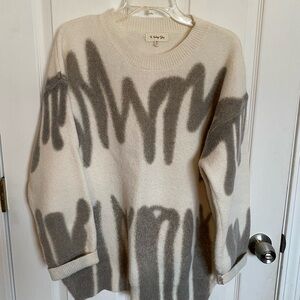 The Vintage Shop Cream and Gray Abstract Sweater